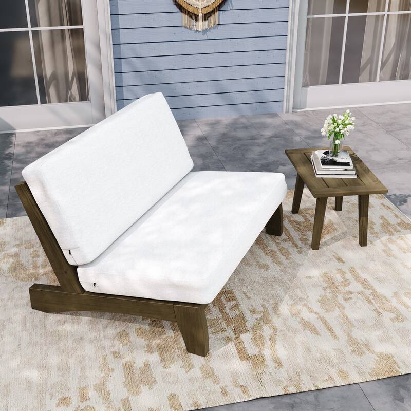 Outdoor Sectional Furniture Teak Conversation Set with Side Table