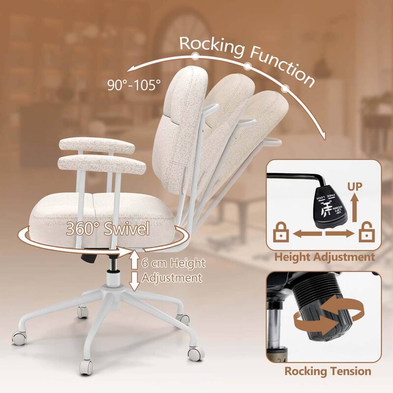 Costway Home Office Chair Leathaire Upholstered Task Chair with - See Details