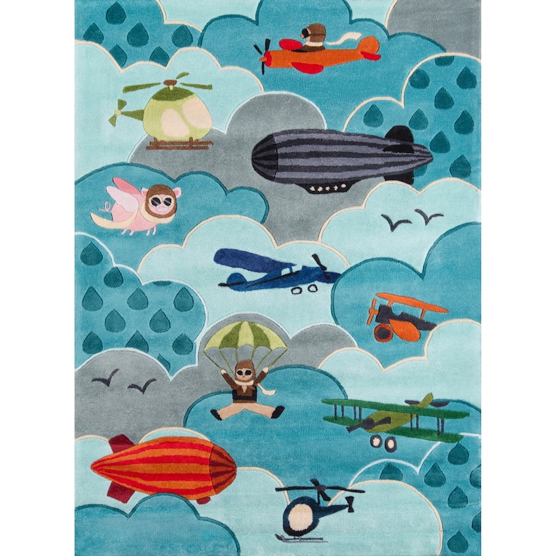Momeni Lil Mo Whimsy Sky Aviator Hand-Tufted and Hand-Carved Rug - 2' x 3' - Rectangle