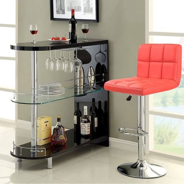 Bar Stools Adjustable Armless Swivel PU Leather Barstools Set of 2