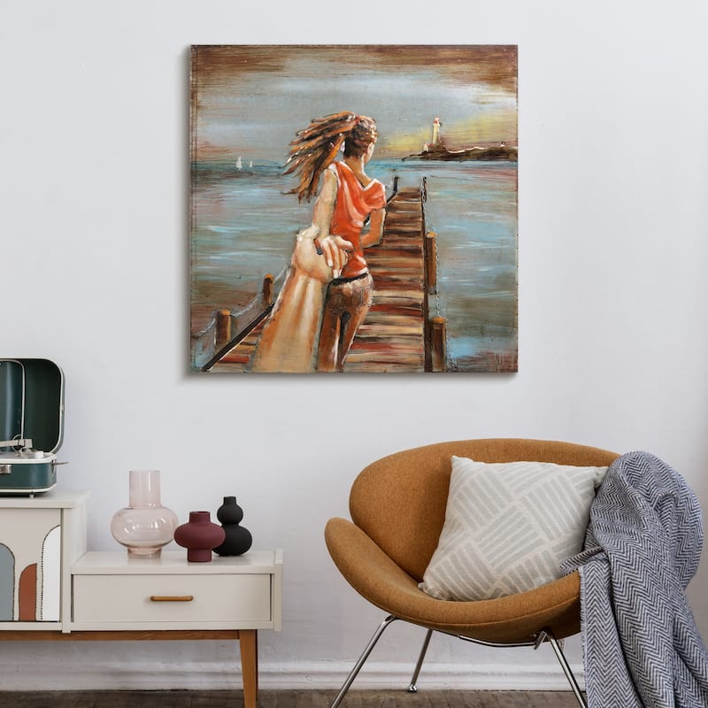 "Lighthouse" Mixed Media Iron Hand Painted Dimensional Wall Art
