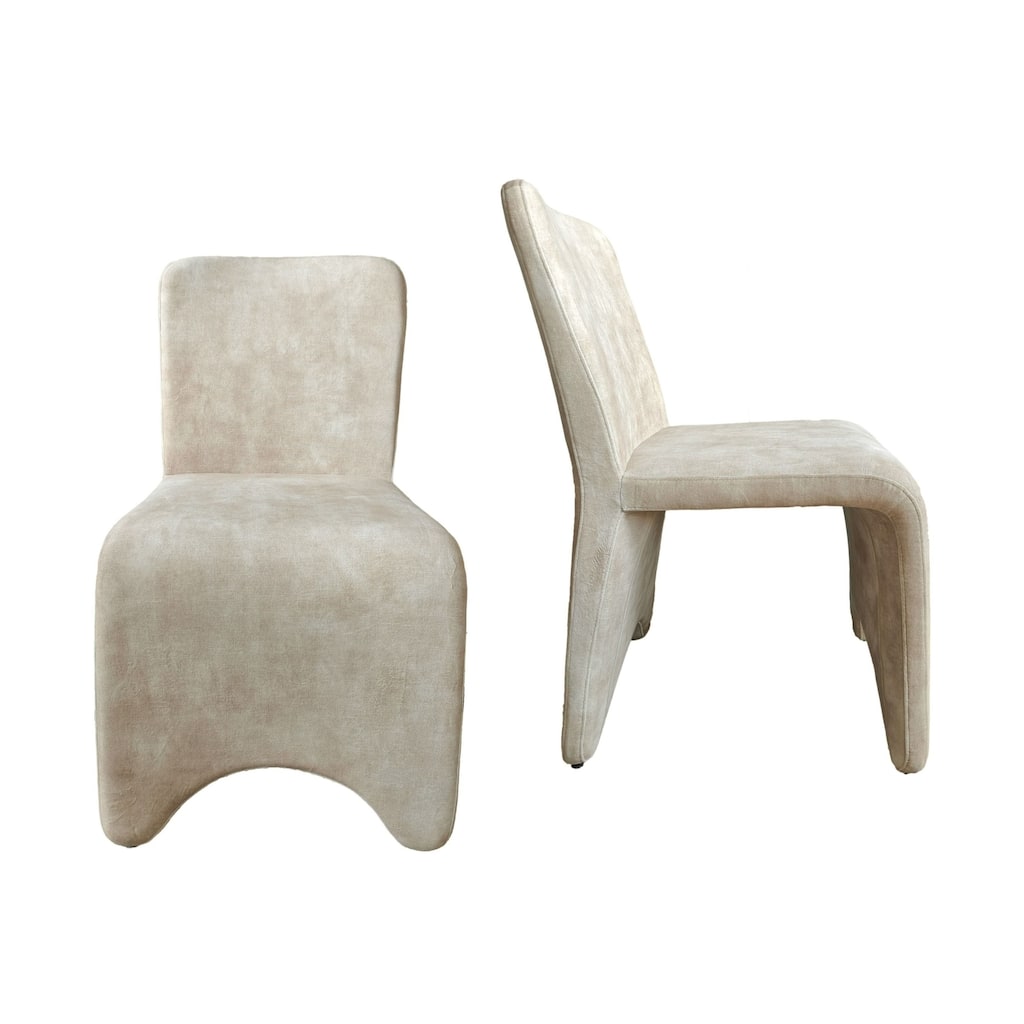 Modrest Ditka Modern Beige Velvet Dining Chair (Set of 2)