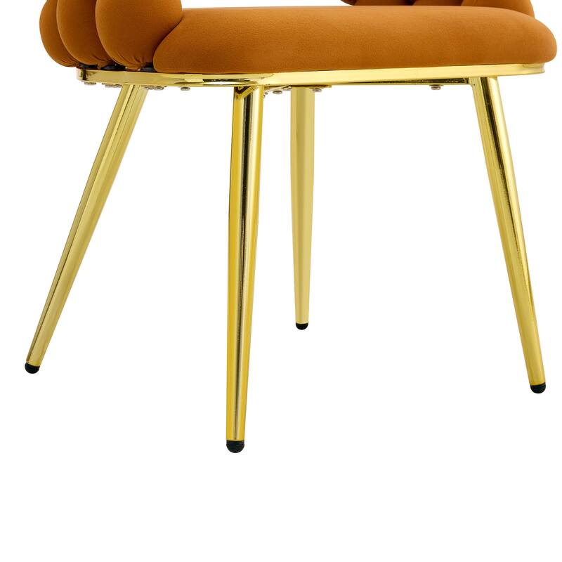 Velvet Dining Chairs Set of 2, Modern Upholstered Vanity Chairs Accent Chairs with Golden Metal Legs