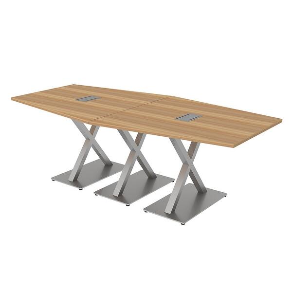 8 Person Hexagon Conference Room Table With X Bases Electrical Modules ...