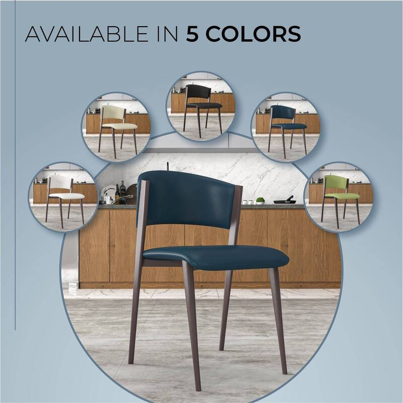 Leather Dining Chairs with Iron Legs and Open-Back Design Aspen Series Set of 2