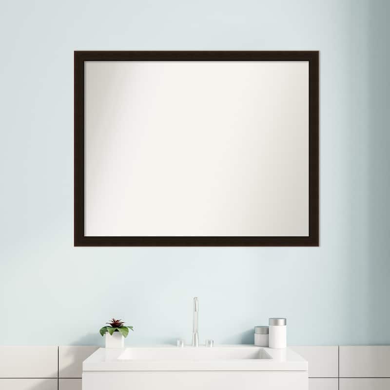 Non-Beveled Wood Bathroom Wall Mirror Frame - Espresso Brown