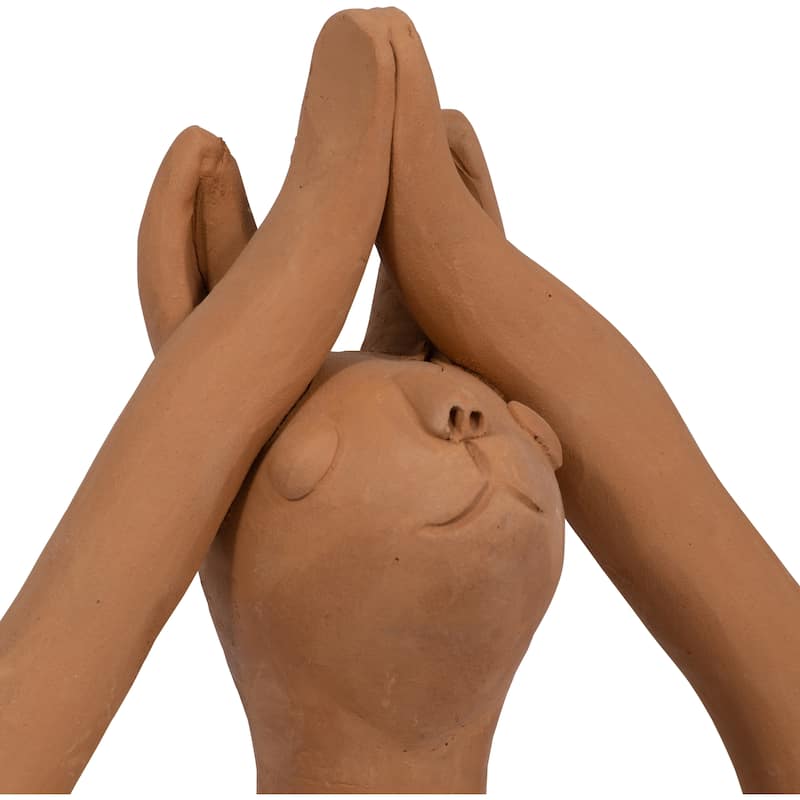 Sagebrook Home Terracotta Natural Novelty Solid Color Yoga Bunny
