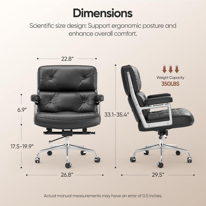 Black Mid-Back Executive Office Chair With Aluminum Alloy Frame