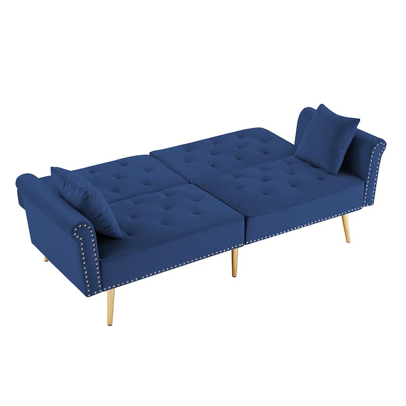 Modern Velvet Tufted Sofa Couch with 2 Pillows Loveseat Sofa Bed