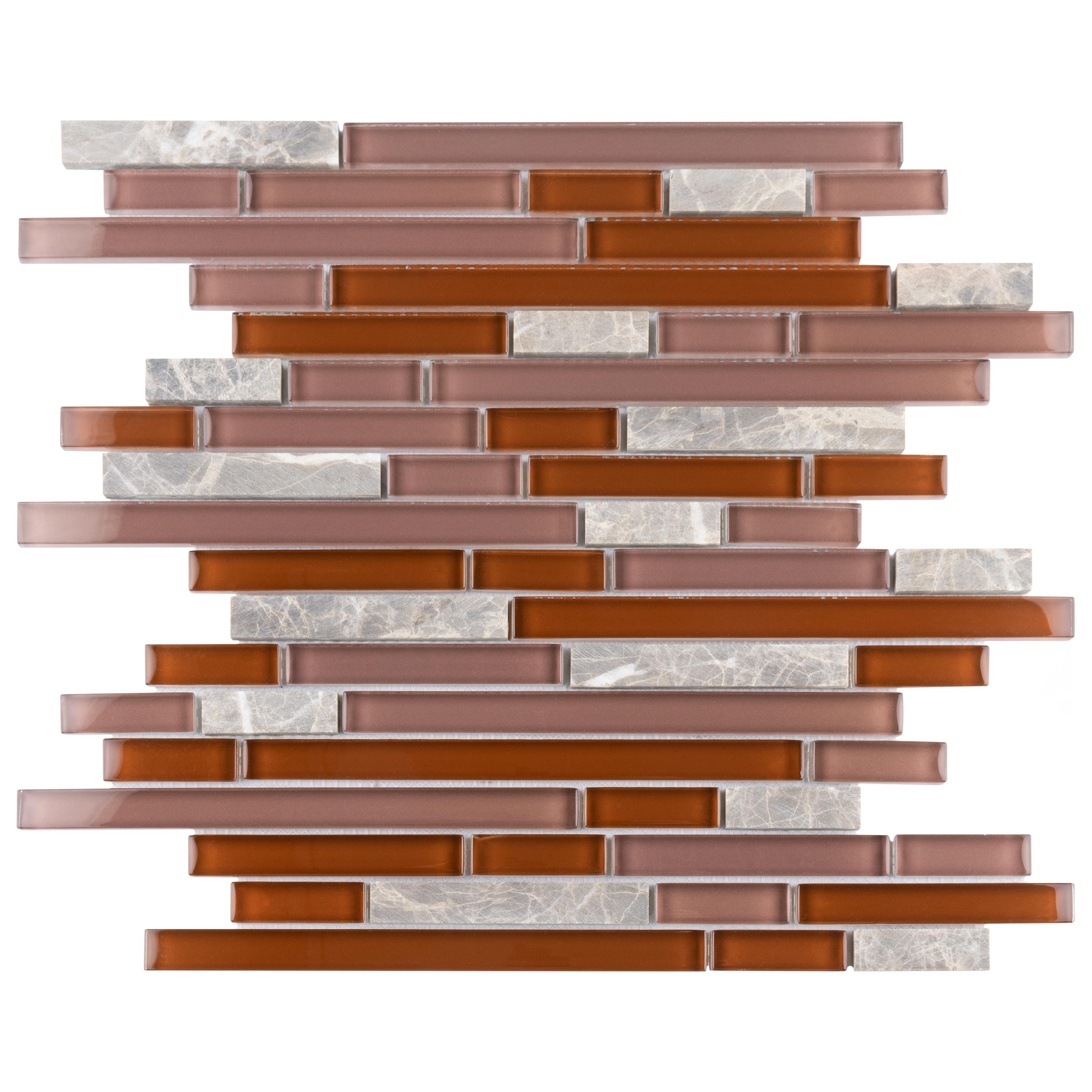 Merola Tile Tessera Piano Bordeaux 11-3/4" x 11-7/8" Glass Wall Tile