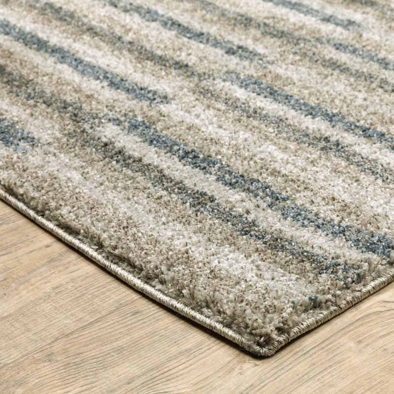 Style Haven Archer Multi Striped Teal/ Grey Indoor Area Rug.
