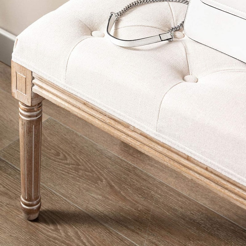48" Extra-Long Rectangular Tufted Ottoman Bench Seat-Beige