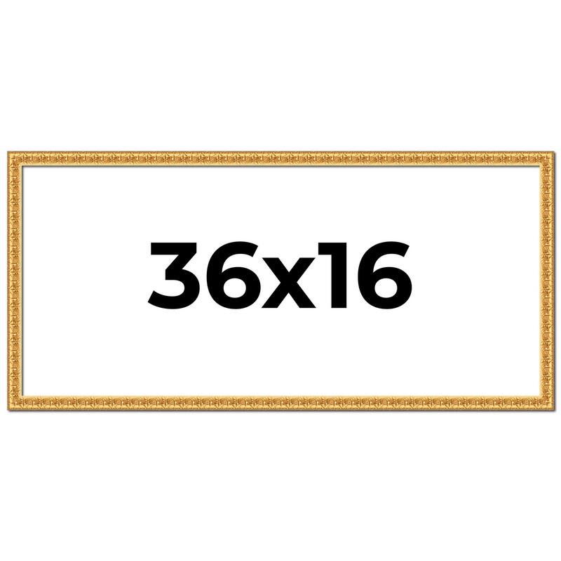 36x16 Frame Gold Real Wood Picture Frame Width 1 inches | Interior