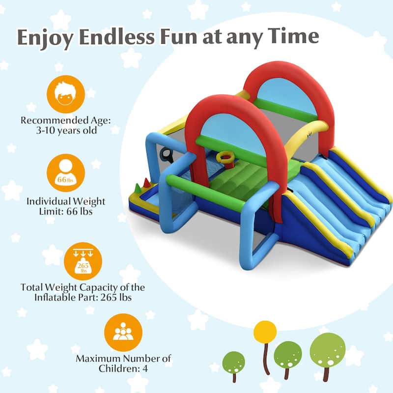 Gymax Kids Inflatable Bounce House Bouncer Castle w/ Double Slides
