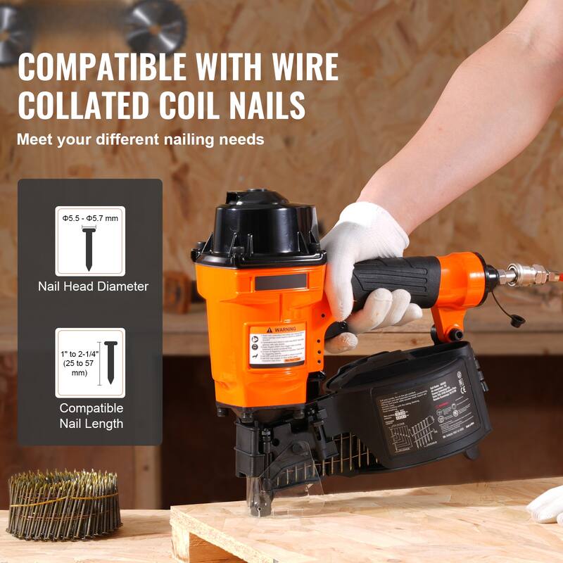 Coil Framing Nailer, 15 Degree Pneumatic Framing Nail Gun Air Coil Nailer for Framing, Wall Flooring and Wall Assembly