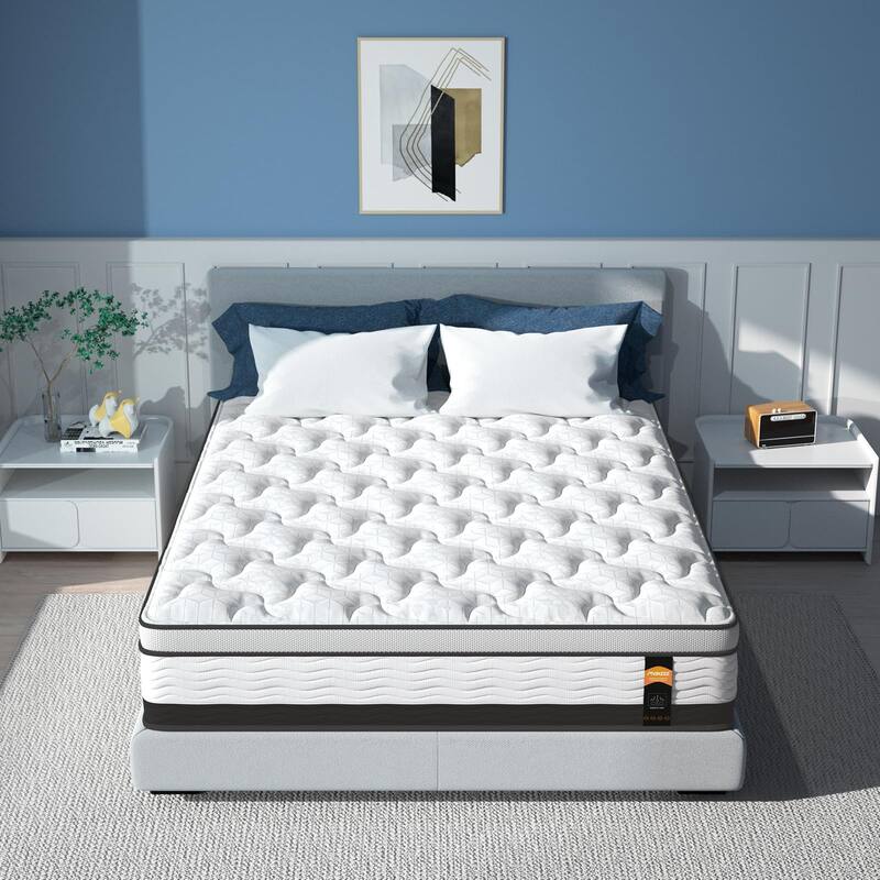 14 inch Full Hybrid Mattress in a Box, Cooling Gel Infused Memory Foam and Pocket Spring Mattress, Medium Firm, 54 x 74 inches