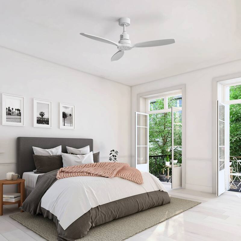 Sofucor 52 Inch Noiseless Ceiling Fan with Dimmable LED Light and Remote, 3 Solid wood Blades,Reversible DC Motor