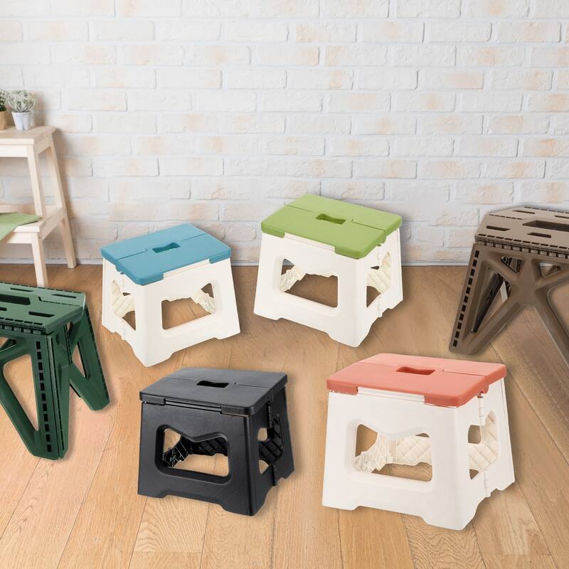 8" Folding Step Stool for Adults 165 lbs Capacity Black - 8.7 x 6.9 x 7.5inch