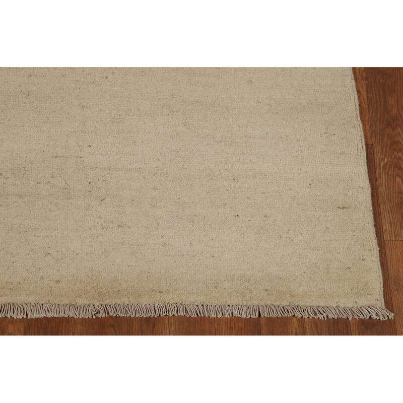 Gabbeh Modern Rug Oriental Beige Handmade Wool Carpet - 5'1"x 6'6"