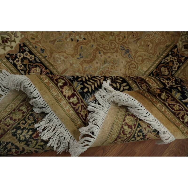 Hand Knotted Oriental 100% Wool Carpet Traditional Floral Yellow & Gold Aubusson Area Rug - 6' 9'' X 6' 2''