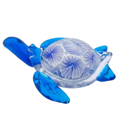 Blue/White Turtle Glass Art