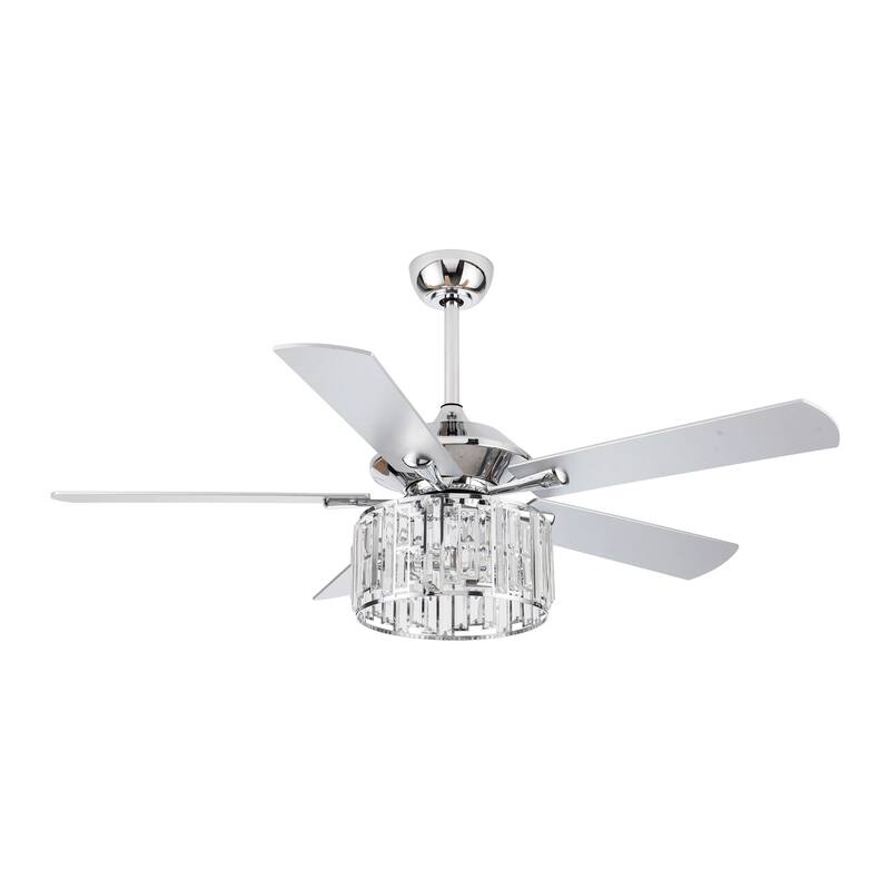 52" Chrome 5-Blade Reversible Ceiling Fan with Remote - 52 in