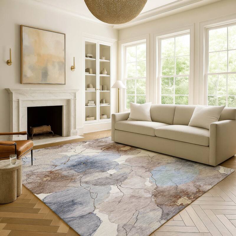 Machine Washable Indoor/ Outdoor Floral Mara Chantille Rug