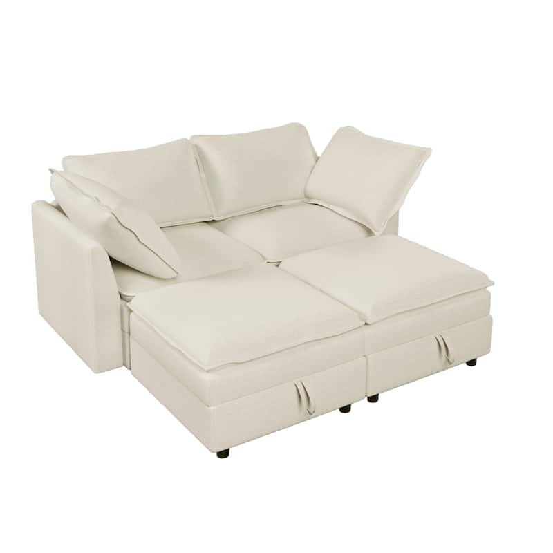 67" Chenille Modular 4-Piece Sectional Sofa with Under-Seat Storage, 4-Seater and Sturdy Plywood Frame