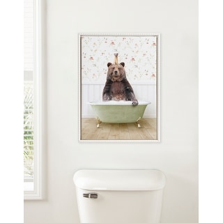 Sylvie Beaded Bear Weasel Bath Framed Canvas by Amy Peterson