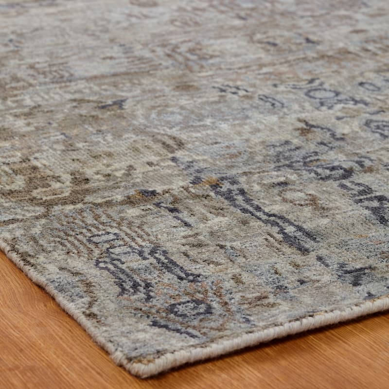 Modern Multi-Colored Hand-Knotted Wool & Viscose Area Rug