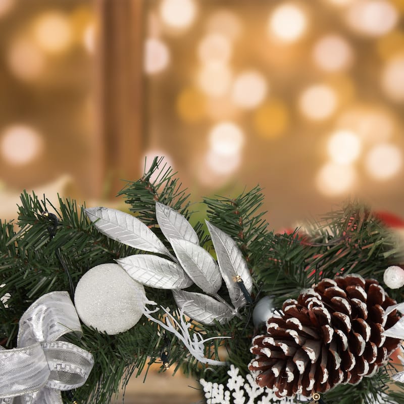 Gold Christmas Garland with Lights, 6 ft - 6 ft
