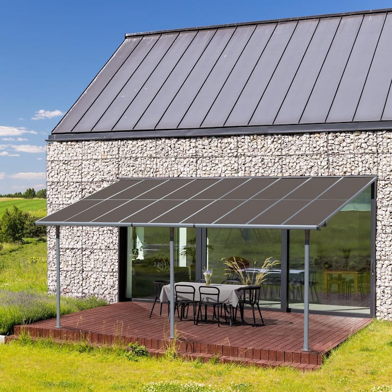Aoodor Wall Mount Gazebo Outdoor Pergola, Polycarbonate Gazebo with Water-Resistant and UV-Fighting Panels Canopy