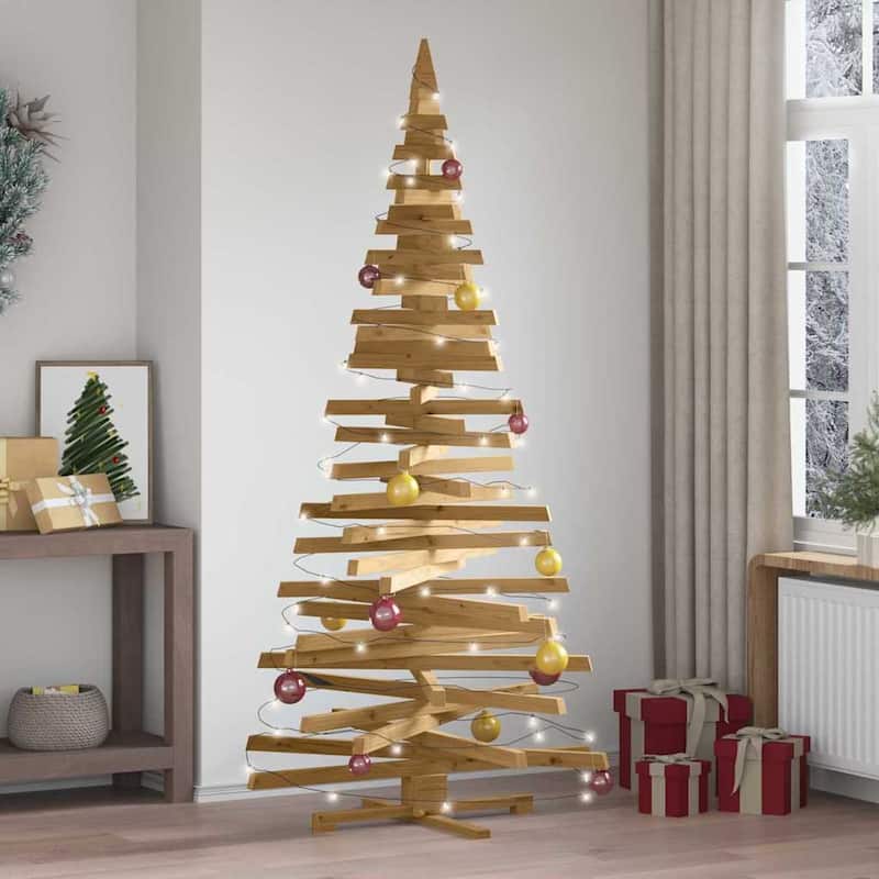 vidaXL Christmas Trees with Stand Natural/Brown Solid pine wood - Brown finish 82.7 - 7 Foot