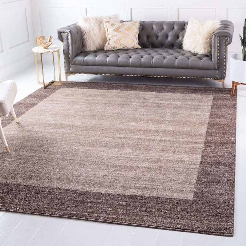 Contemporary Weby Collection Area Rug - 8' Square - Light Brown