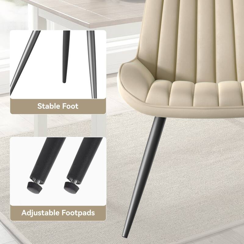 Modern Dining Chairs Set of 2, Fabric Dining Room Chairs with Thick Cushioned Backrest and Seat, Upholstered Chairs