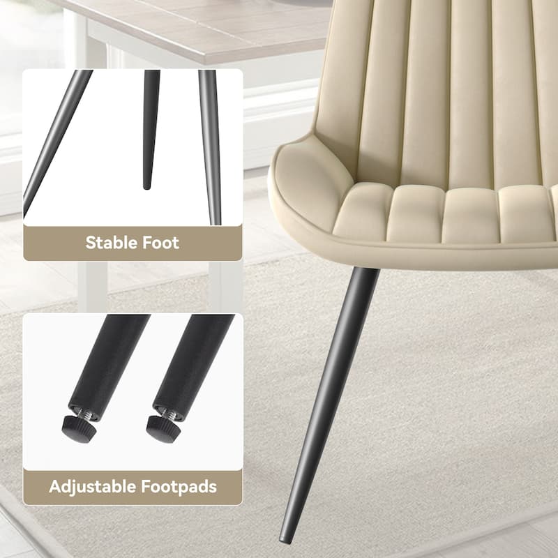 Modern Dining Chairs Set of 4, Comfy Dining Room Chairs with Thick Cushions, Upholstered Fabric Chairs with Metal Legs