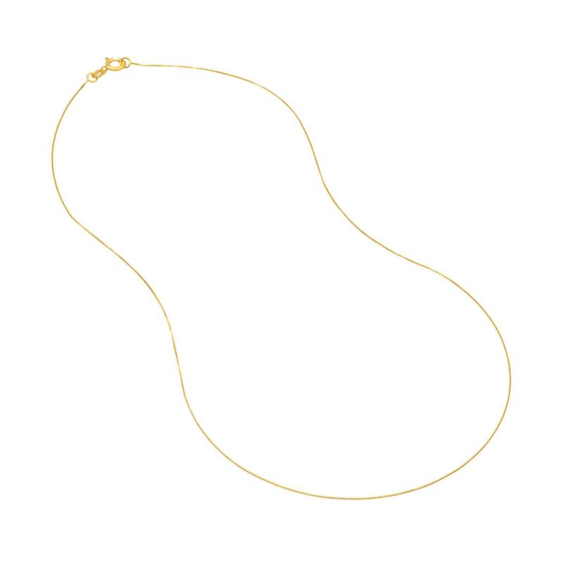 Curata 14k Yellow Gold 0.42mm Box Chain Necklace (Spring Ring)