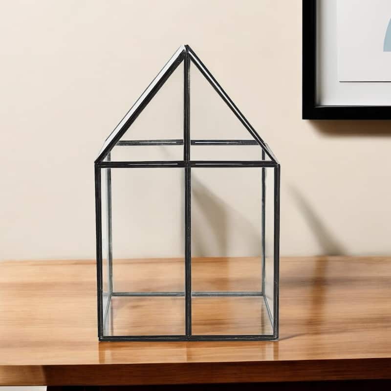 HomeRoots Clear Glass and Metal Terrarium Box