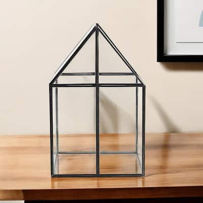 HomeRoots Clear Glass and Metal Terrarium Box