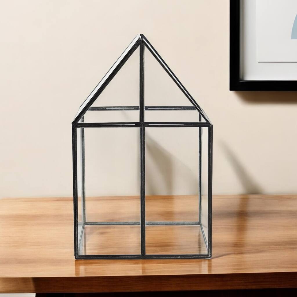 HomeRoots Clear Glass and Metal Terrarium Box