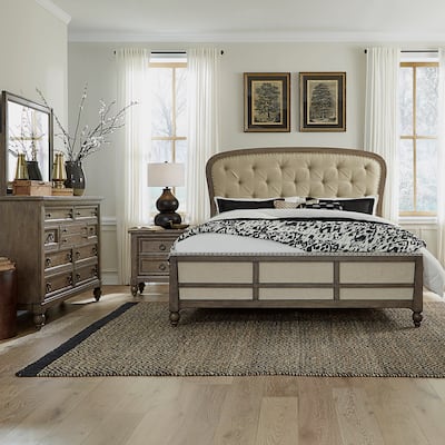 Americana Farmhouse Shelter Bed, Dresser, Mirror, and Nightstand Bedroom Set