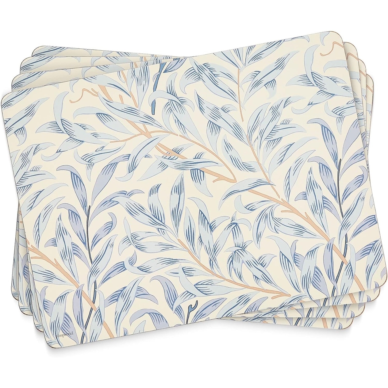 Pimpernel Morris Co Willow Bough Blue Placemats Set of 4 Cork Backing Heat and Stain Resistant - 15.7 Inch x 11.7 Inch