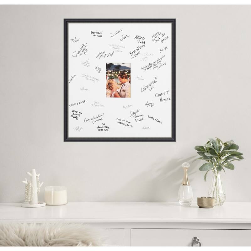 Stylish Signature Mat Picture Frame - Autograph Photo Frame Guest Book Alternative for Weddings, Graduations, or Retirement