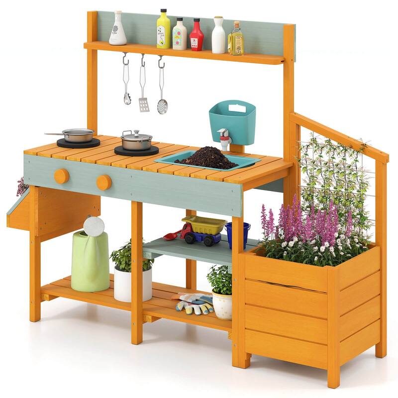 Costway Play Kitchen for Kids Wooden Toy Kitchen Playset with - See Details