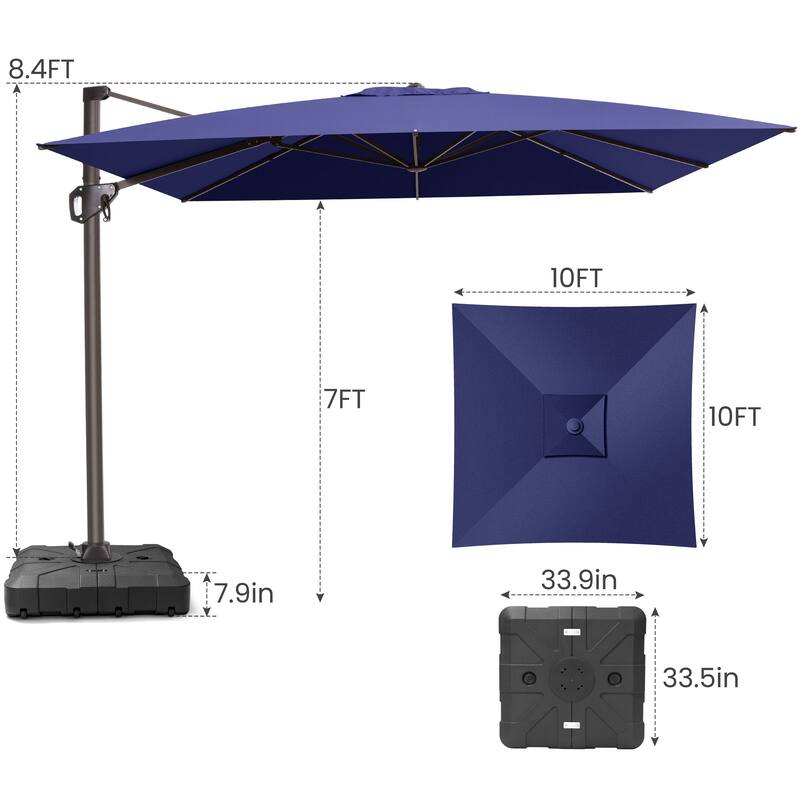 Crestlive Products Outdoor 10ft Patio Cantilever Offset Umbrella with Base