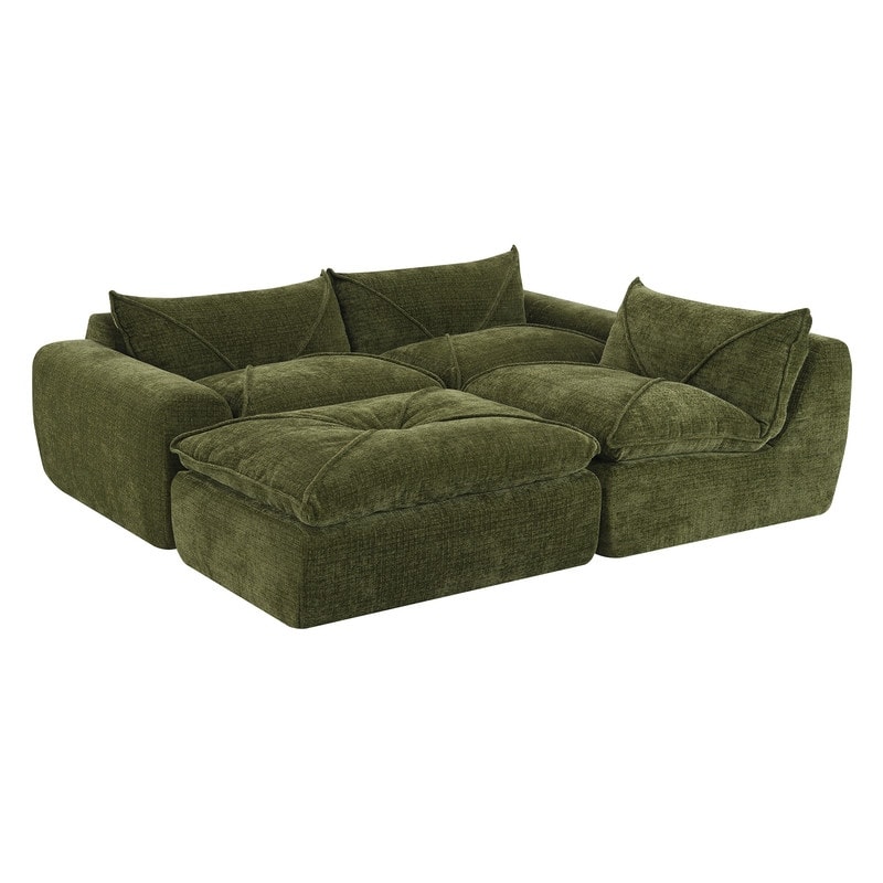 116'' Fully Compressed Sofa with High Density Foam, No Assembly Required