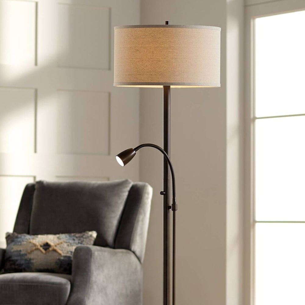 Bronze floor lamp with reading light top