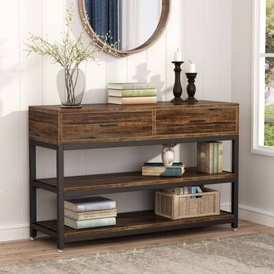 Rustic Console Sofa Table Hallway Entryway Table with Drawers