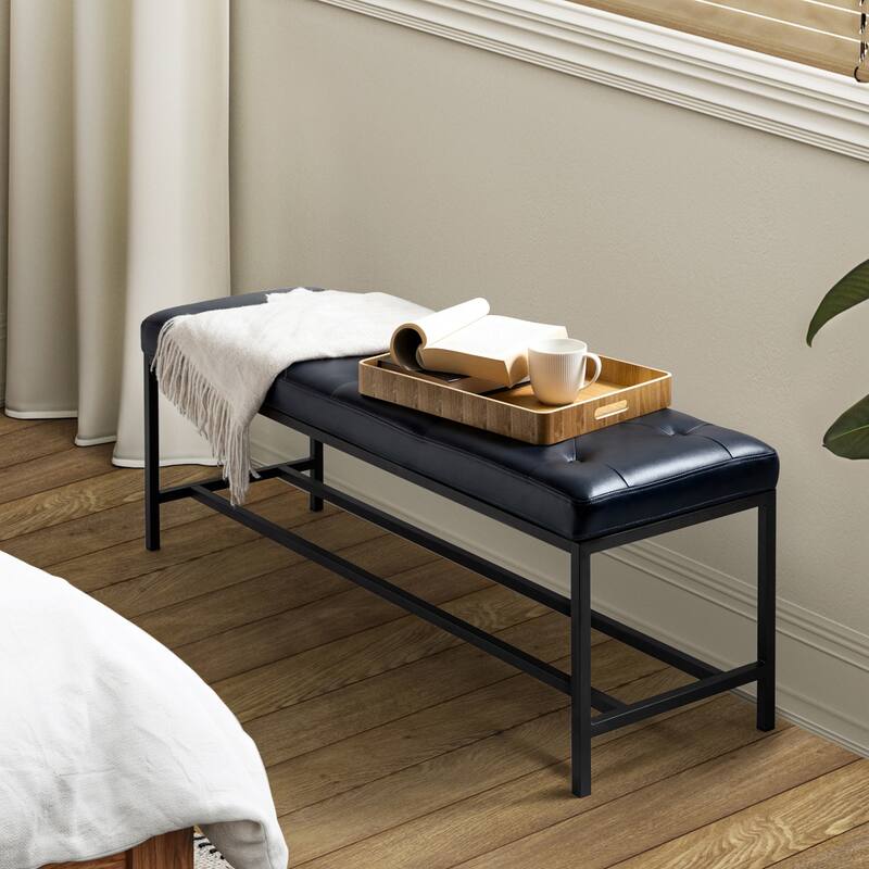 Horst 50 in.W Contemporary Upholstered Bench with Metal Legs by HULALA HOME