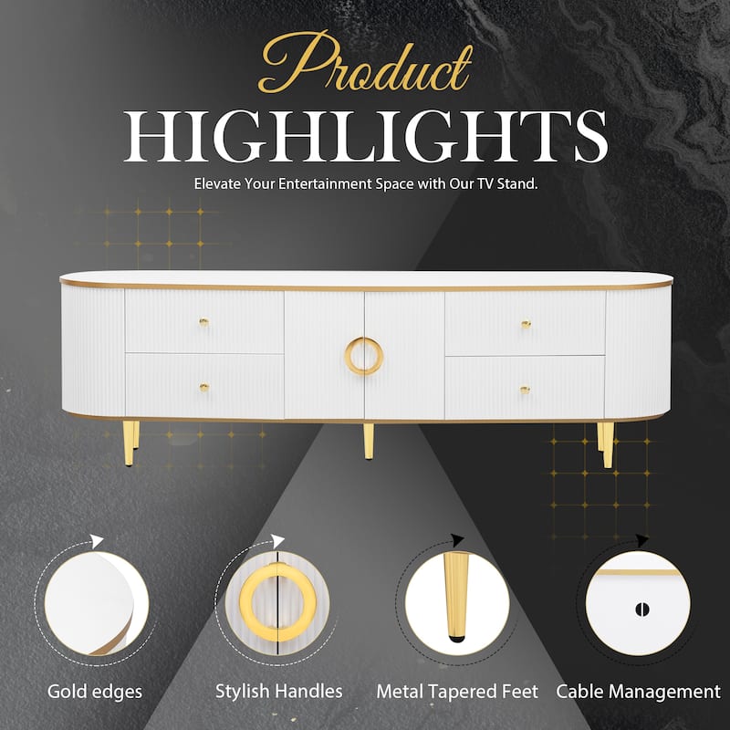 Modern TV Stand for TVs up to 80", Entertainment Center TV Console Table with 4 Drawers & Media Storage Cabinet for Living room